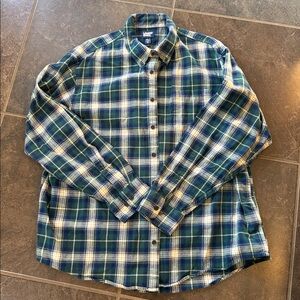 Lands' End Blue and Green Plaid Button-Down Shirt Men’s XXLT. EUC.